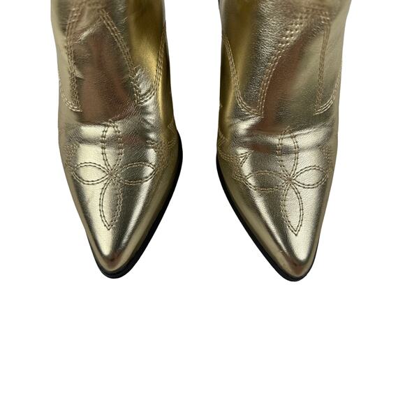 Boohoo - Metallic Knee high Western Cowboy Boots in Gold - Picture 4 of 6